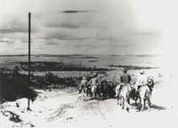 Tropeiros - Foto de tropeiros no incio do sculo, na regio de Ponta Grossa. Ao fundo panorama dos Campos Gerais. (clique para ampliar)